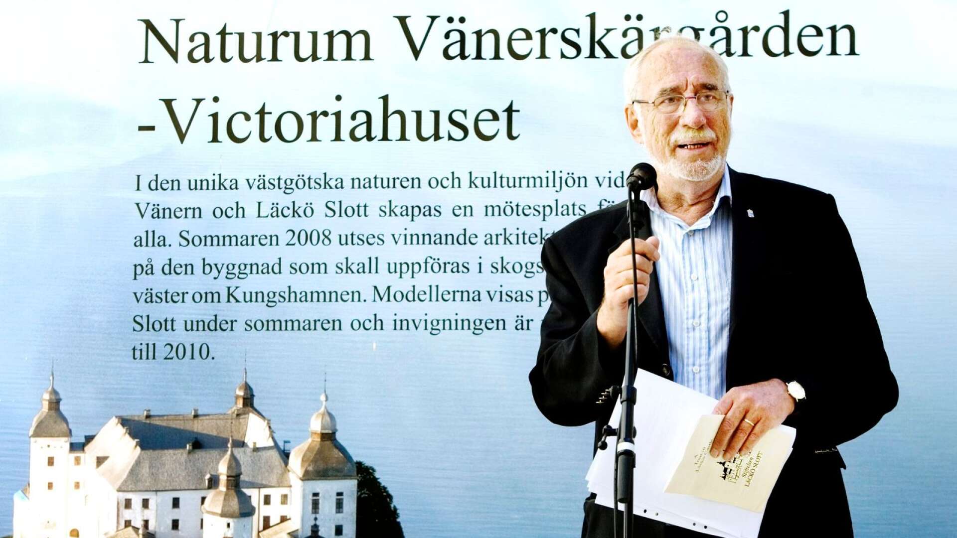Göte Bernhardsson på en bild från 2008 när planerna på att bygga Victoriahuset presenterades.