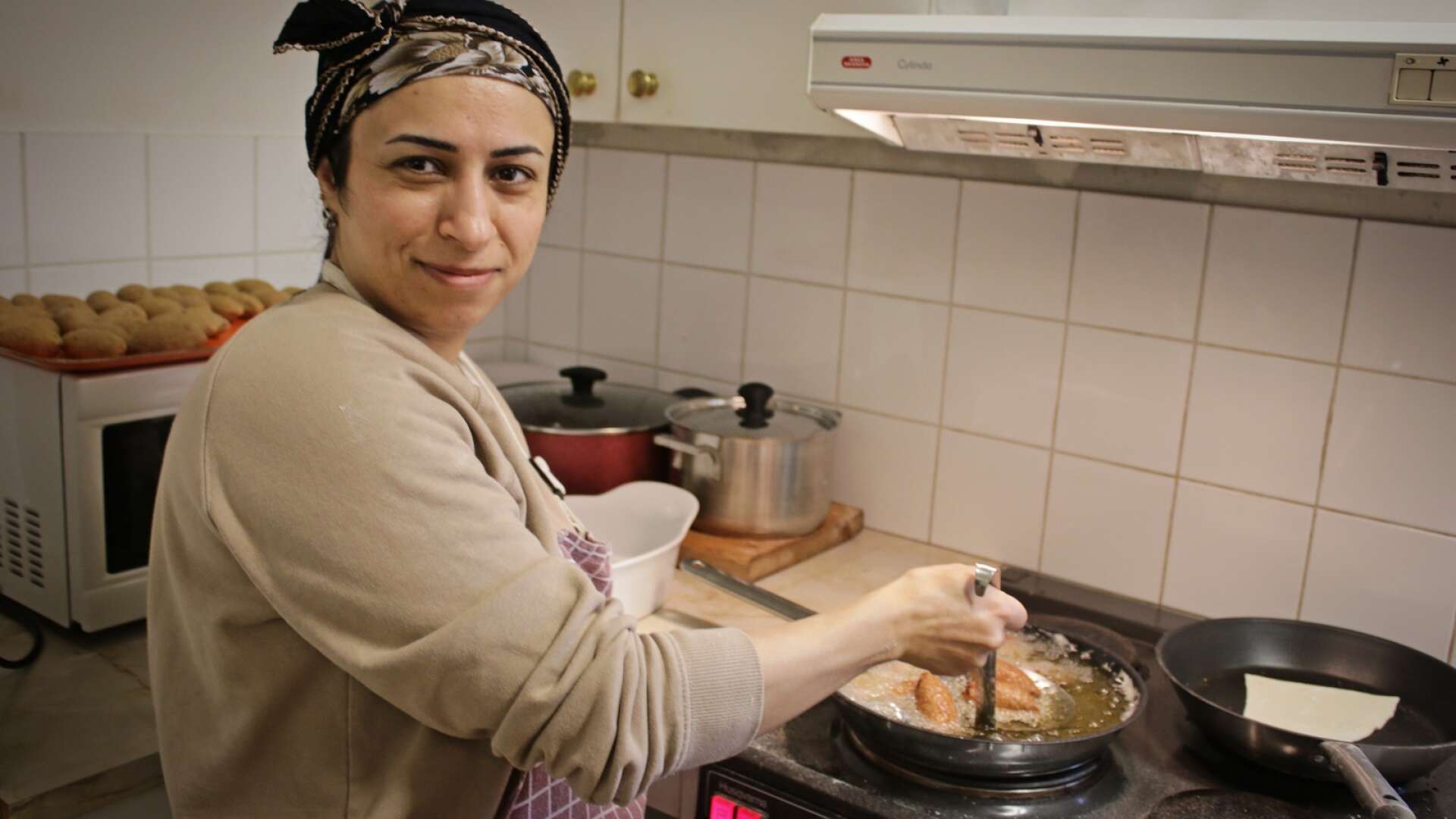 Mahida friterade kibbeh - en slags krokett som äts i Syrien vid festliga tillfällen.