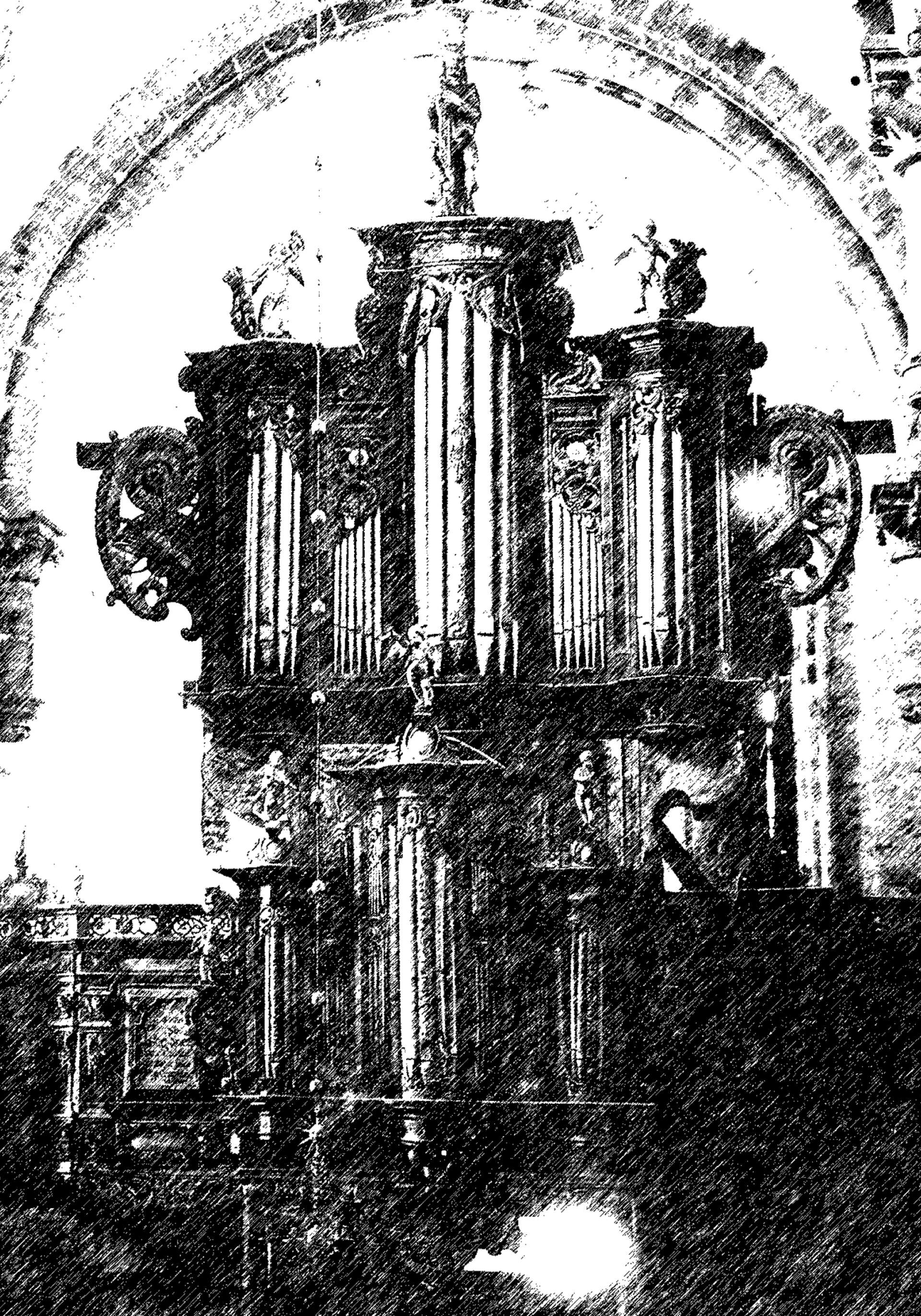 En gammal bild på en gammal orgel. De la Gardie-orgeln håller på att återskapas.