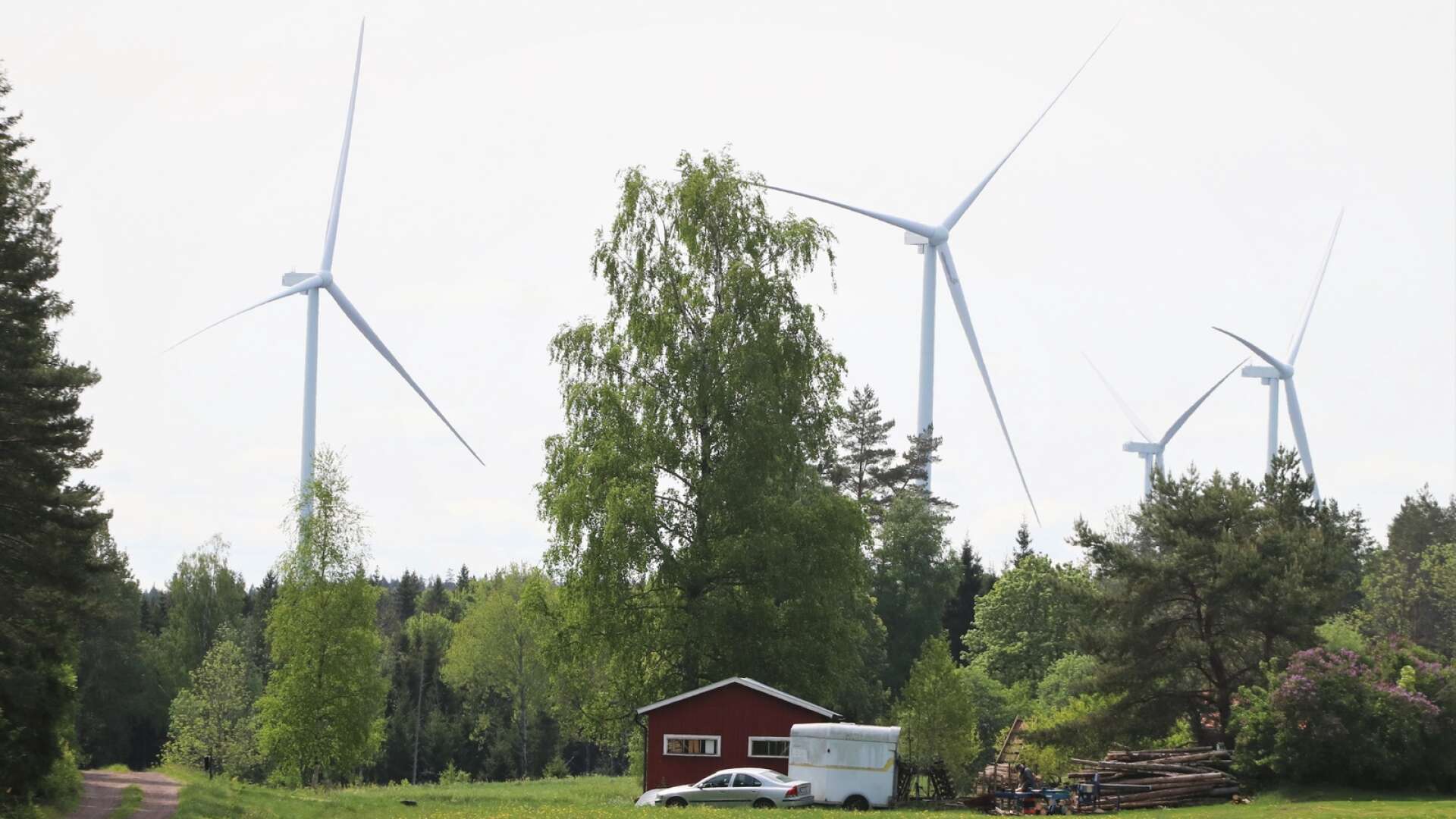 Delar av Kingebols vindkraftspark i Ånimskog.