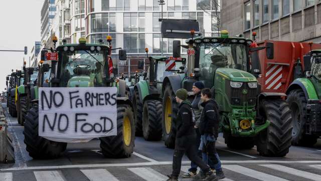 Bönder protesterar i Bryssel.