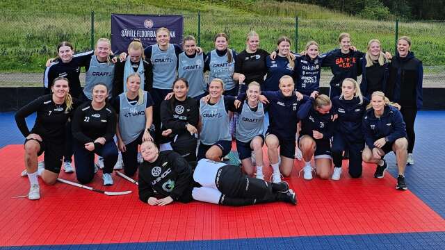 Här är en bild från förra veckan när Karlstad IBF:s damer tränade på nya utomhusplanen Säffle Floorball Arena.