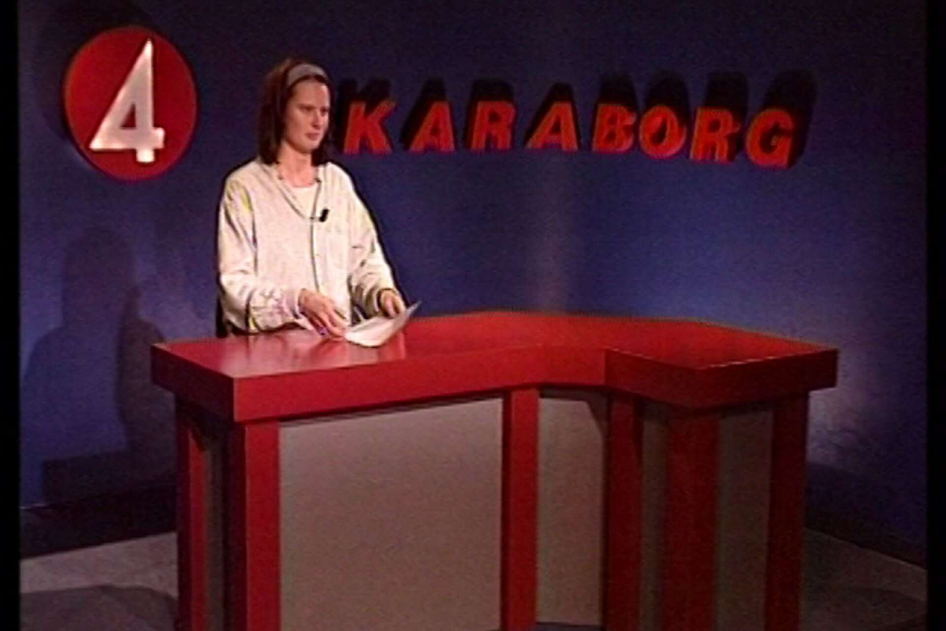 Den här bilden på Margaretha Eriksson i studion är från tiden då TV4 Skaraborg var relativt nytt.