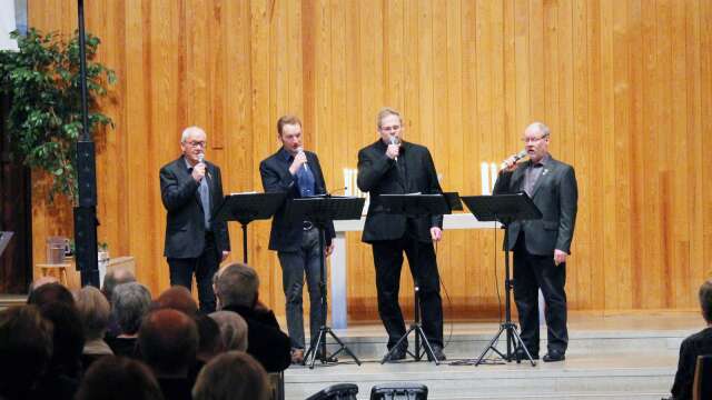 Nysund Gent Quartet kommer till Amnehärads kyrka för en konsert på söndag. 