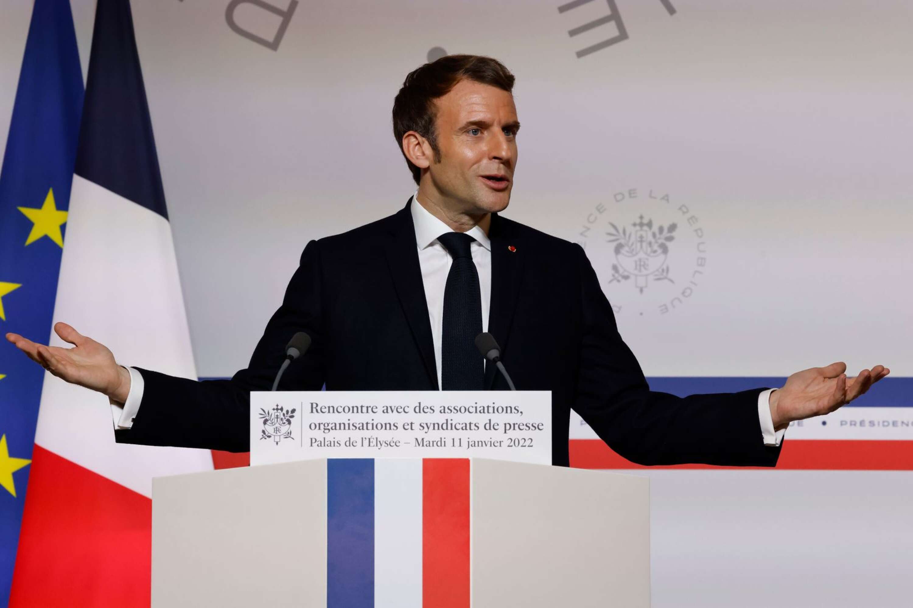 Emmanuel Macron hoppas bli omvald som Frankrikes president i valet i april.