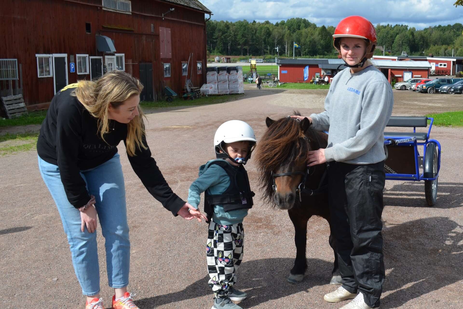 För tredje året var det åter dags för Hästens dag i Åmål. Här var det ponnykörning vid travskolan under ledning av Elisa Åhl. Stina Shala och lille Nico Laurell beundra ponnyn vid namn Kämpen.