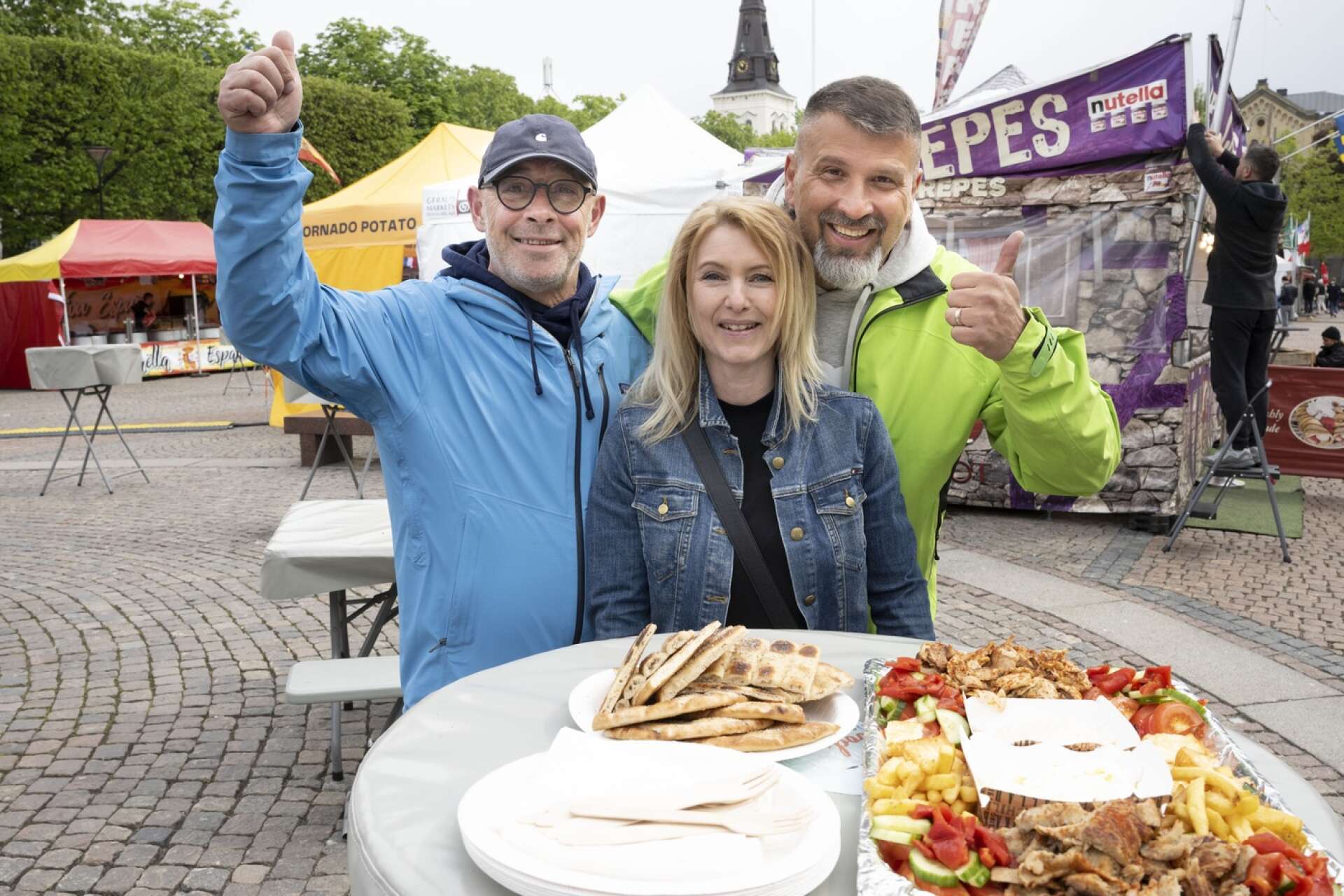 Arrangörerna Francois-Xavier Mauraisin, Åsa Eriksson och Robert Norrhede är mycket nöjda över matfestivalen i Karlstad.