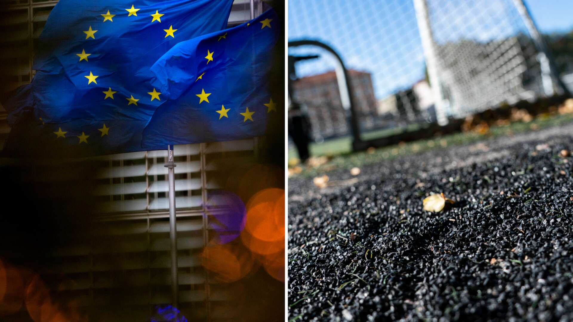 EU-kommissionen vill förbjuda gummigranulat som finns i konstgräsplaner.