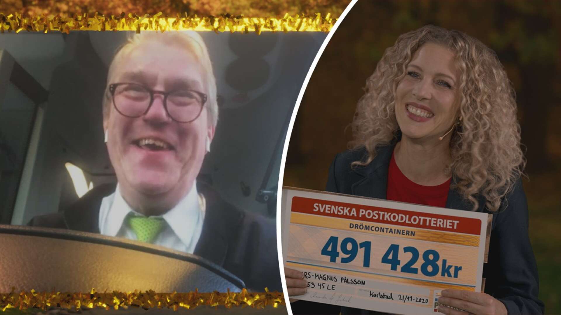 Lars-Magnus Pålsson var precis på väg att köra en tur för Värmlandstrafik i Arvika när Sandra Dahlberg ringde upp för att gratulera till vinsten via videosamtal.