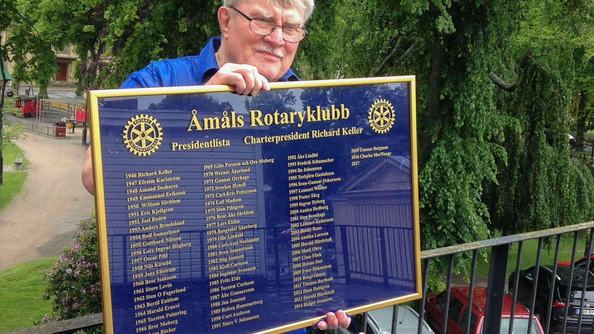 Lars Kylberg 2017 i samband med att han lämnade över den gyllene tavlan av Åmåls Rotaryklubb.