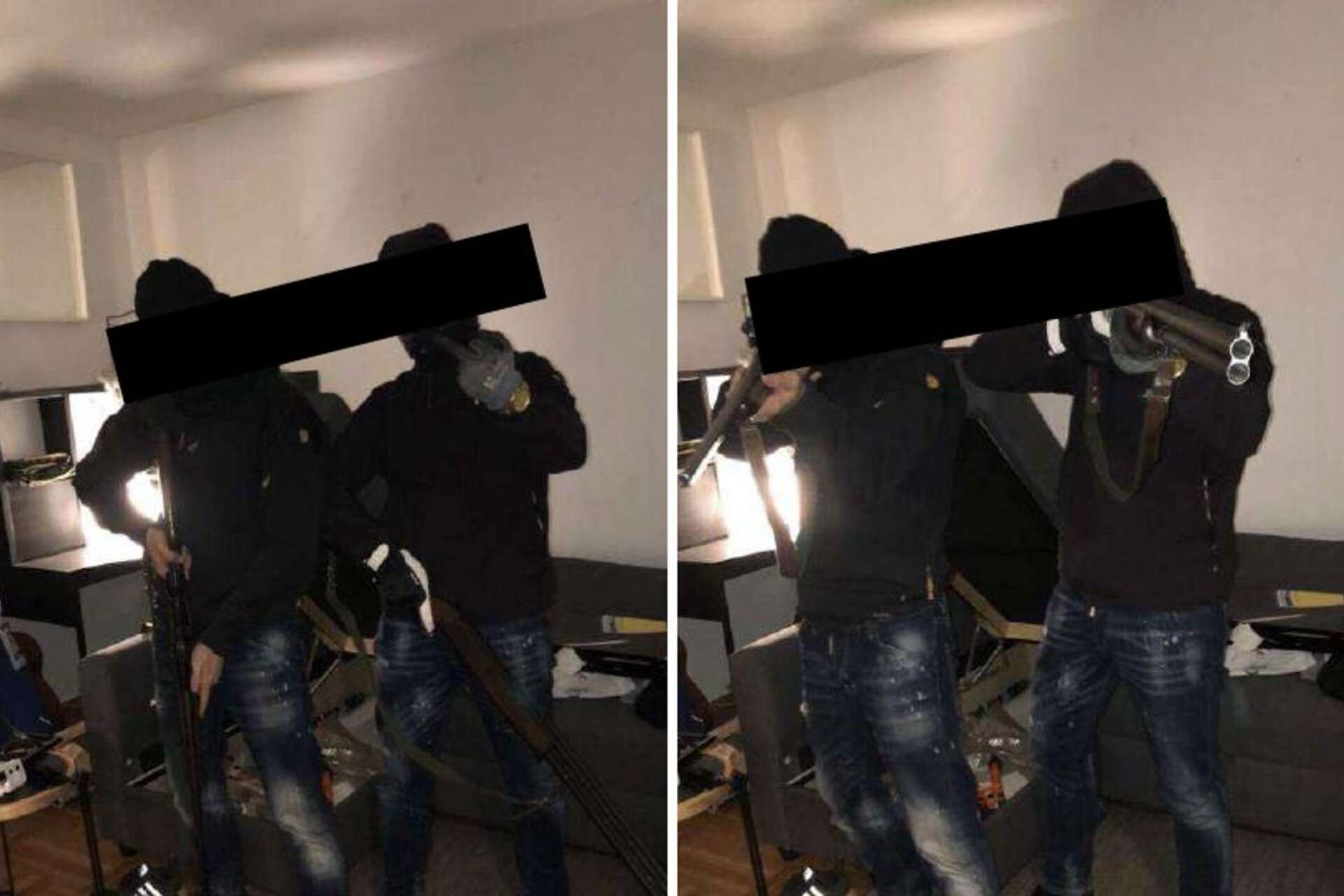 Männen filmade och fotograferade sig själva med vapnen och kunde sedan knytas till bilderna tack vare kläderna och accessoarerna de bar. Bild ur polisens förundersökning.