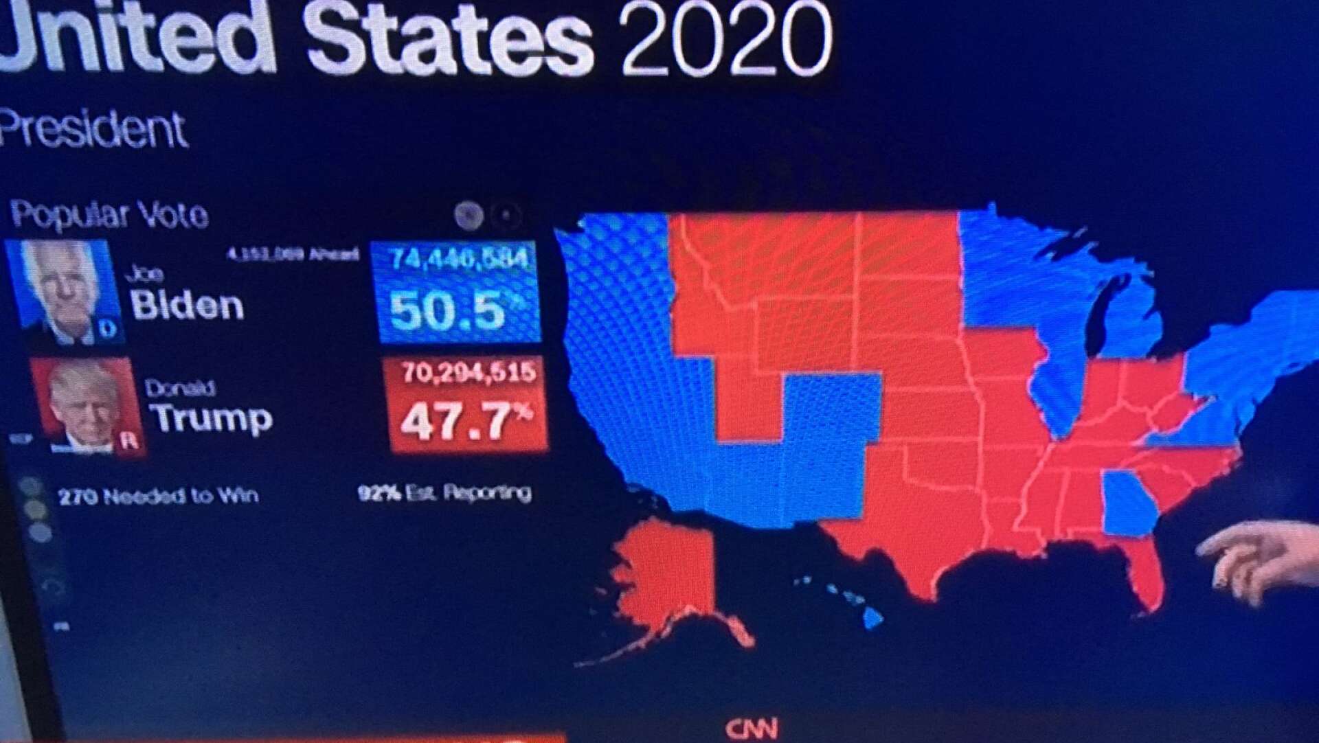 CNN:s grafik över presidentvalet visar skillnaden mellan stad och land på ett tydligt sätt.
