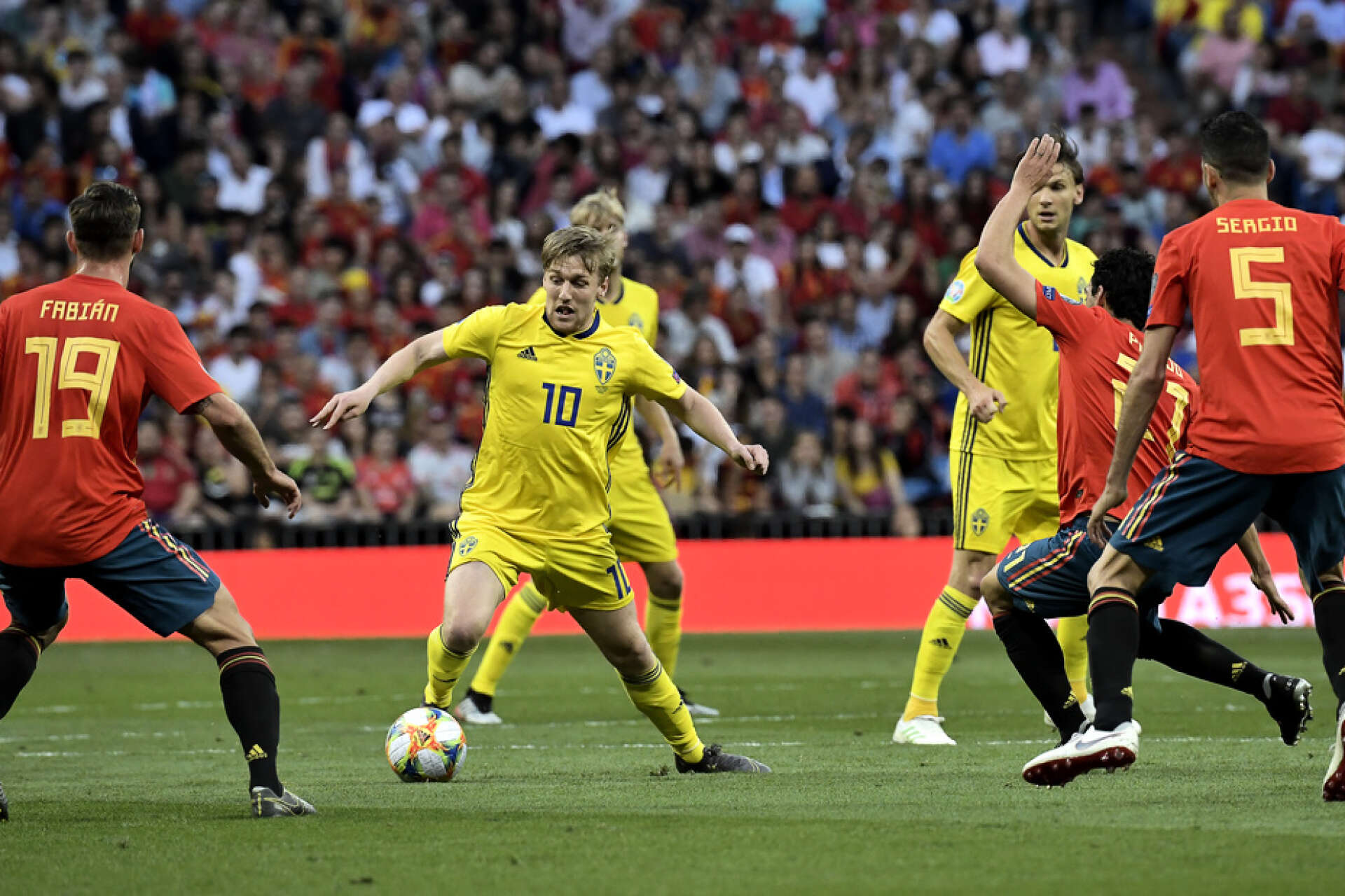 För Emil Forsberg och landslaget väntar nya möten med Spanien i nästa års VM-kval till slutspelet i Qatar. Arkivbild.