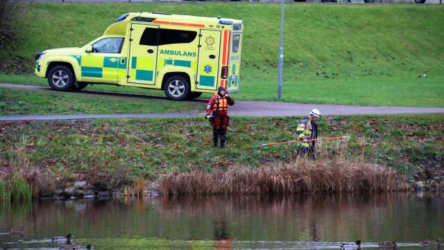 Räddningstjänst- och ambulanspersonal sökte i vattnet.