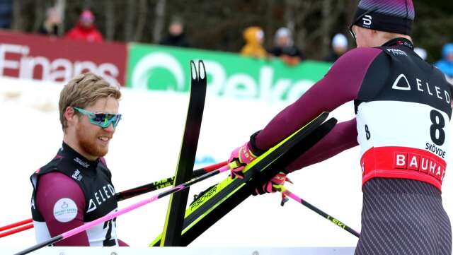 Gustav och Axel Aflodal tog sig hela vägen till SM-final i sprint och de gjorde det på samma skidor.