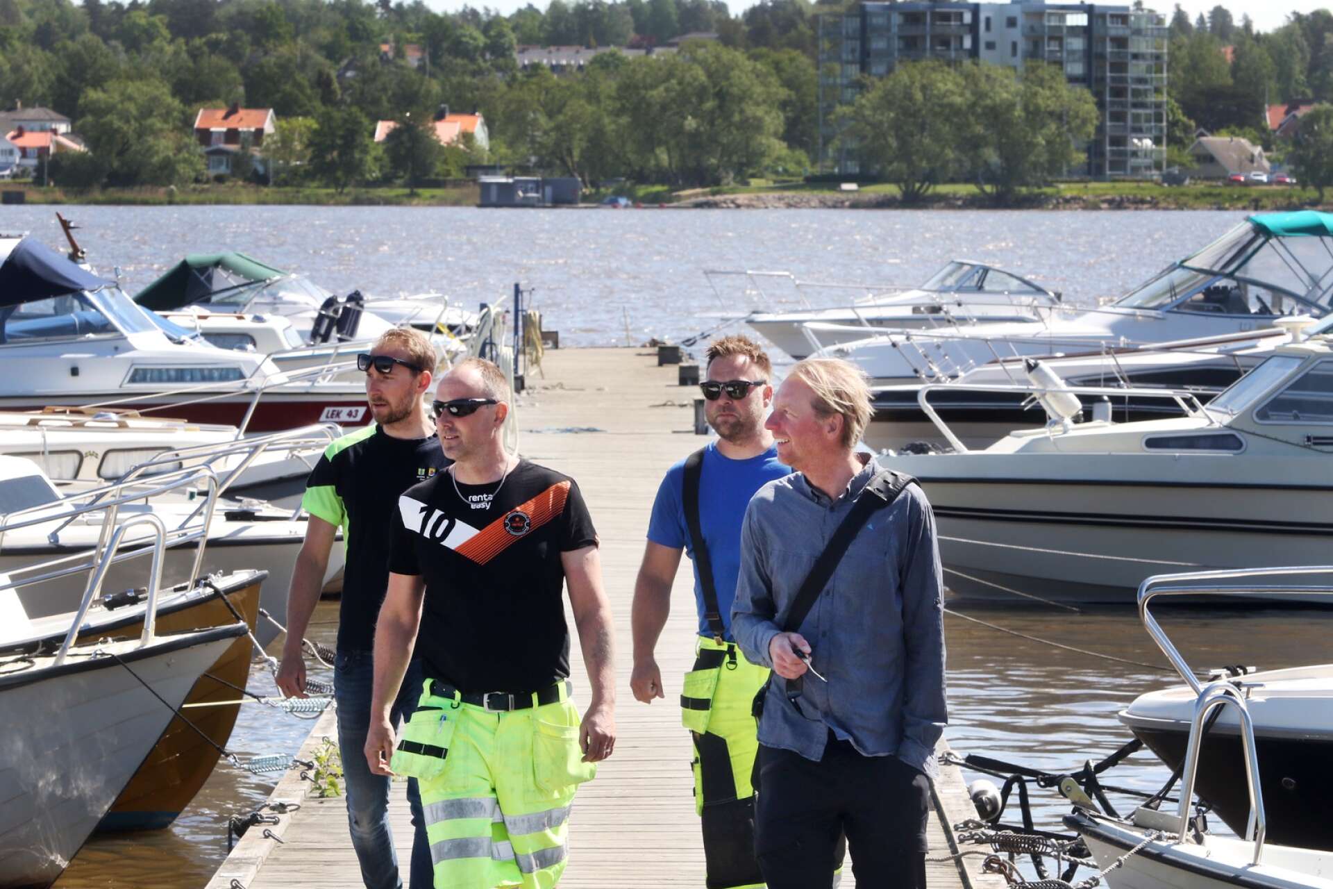 Linus Engqvist, Morgan Högberg, Martin Rosén och Björn Isvi hos Mariestads kommun jobbar för att hamnen i ska bli en bättre och trivsammare plats för alla.