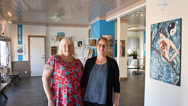 ”Vi bjuder in alla att komma med idéer som kan utveckla verksamheten”, säger Mia Älegård och Kristin Oladatter Steen som snart öppnar Galleri Himmel och hav i Sunne.