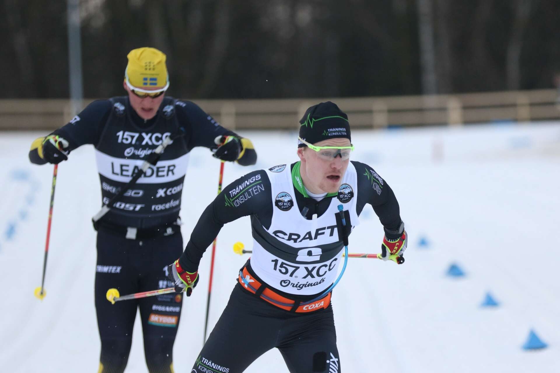 Gabriel Thorn (förgrunden) drog ut på det sista varvet. Men Andreas Svensson (bakgrunden) var starkast på slutet.
