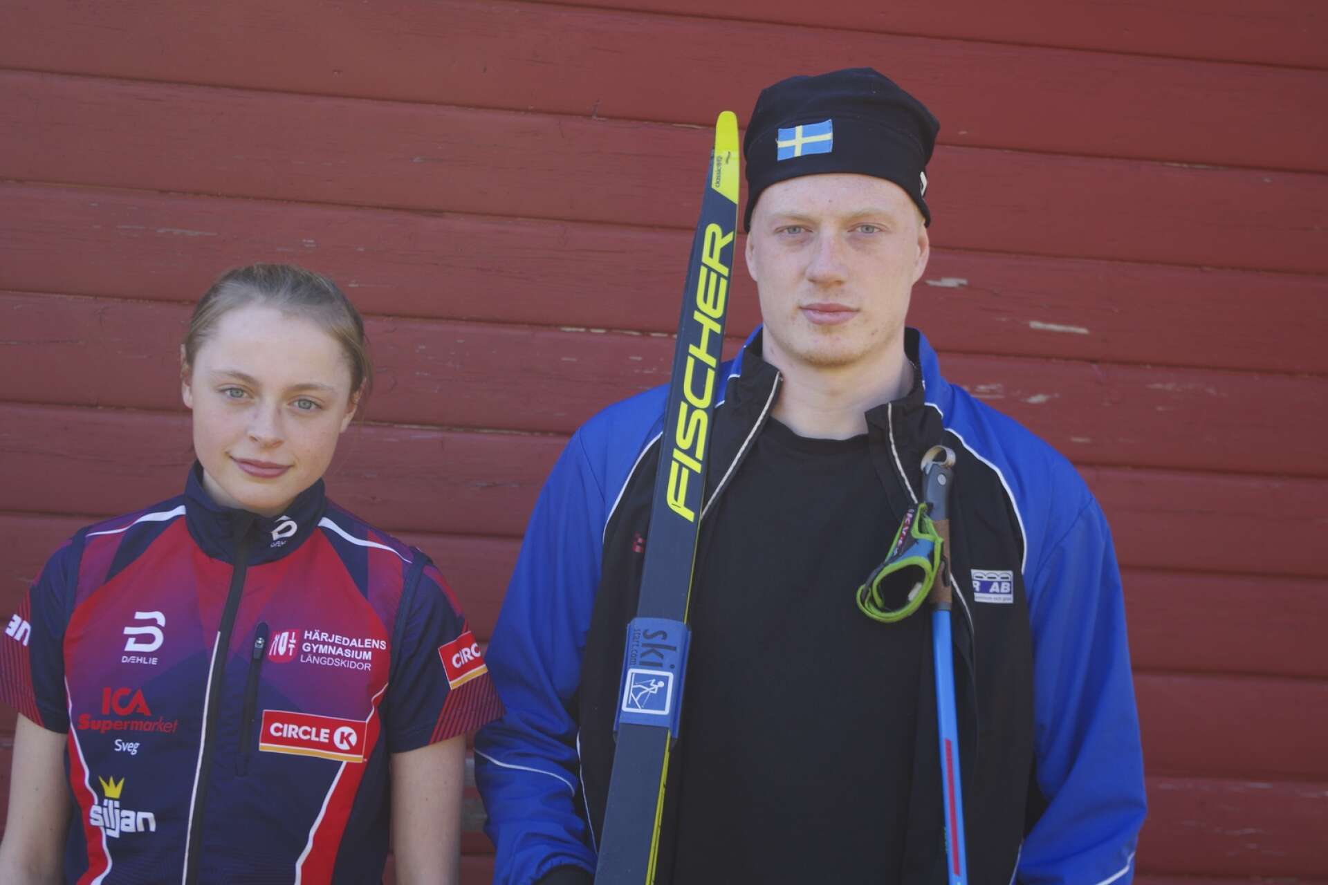 Skidåkartalangerna från Gillberga SK; Meija Petersson och Albin Lundqvist