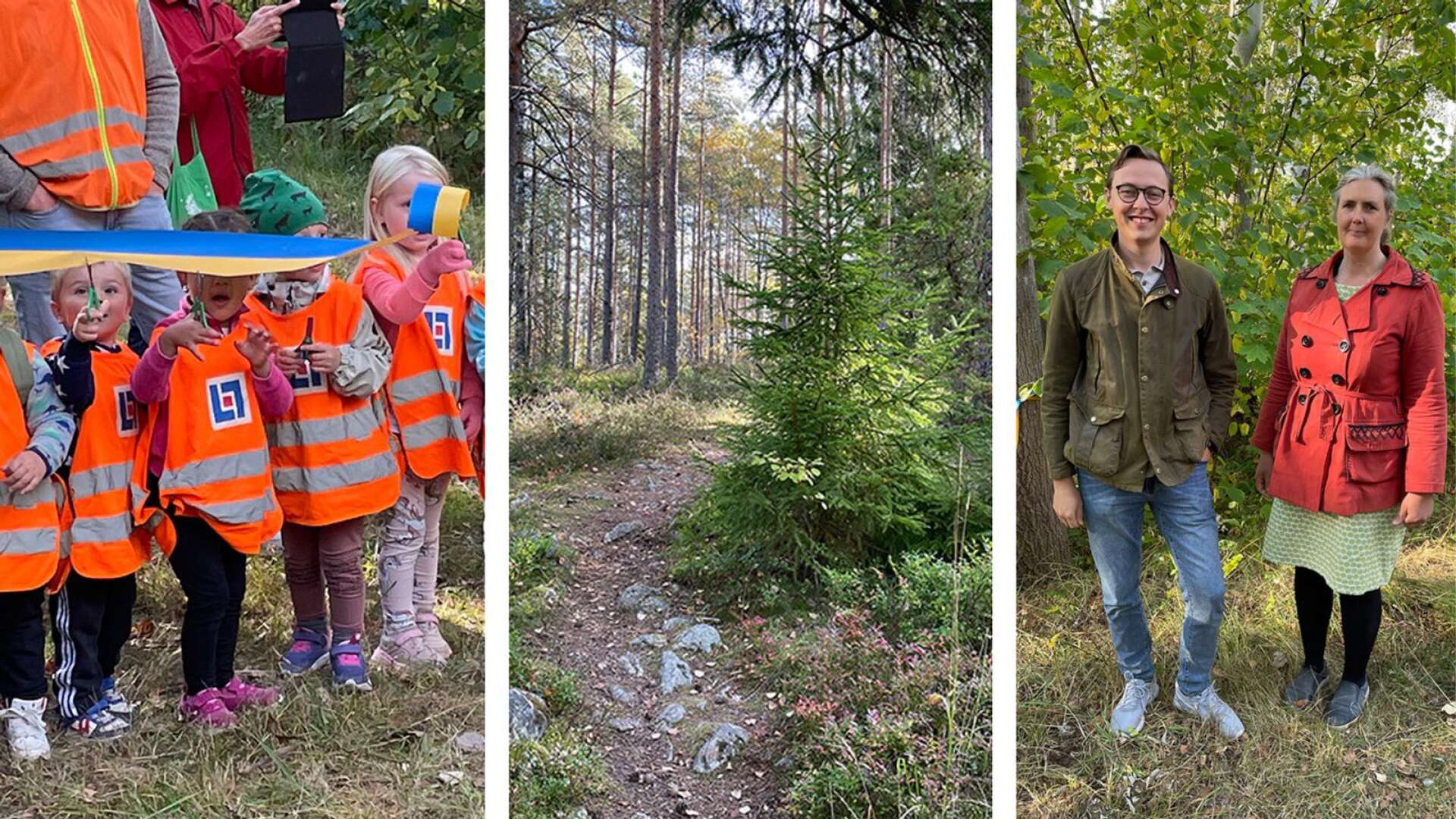 Barnen från förskolan Lärkängen invigde tillsammans med kommunalråden Alexander Torin (M) och Monika Bubholz (MP) naturreservatet.
