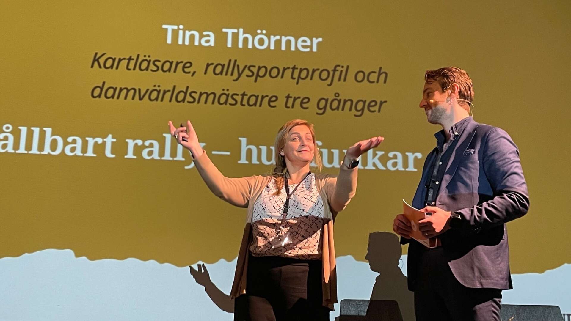Rallyprofilen Tina Thörner var en av föreläsarna på Besöksnäringsdagarna i Charlottenberg. 