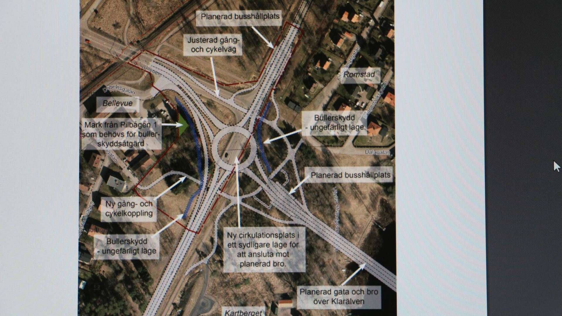 En ny detaljplan ställs ut för den nya rondellen vid anslutningen till den kommande Kartbergsbron.