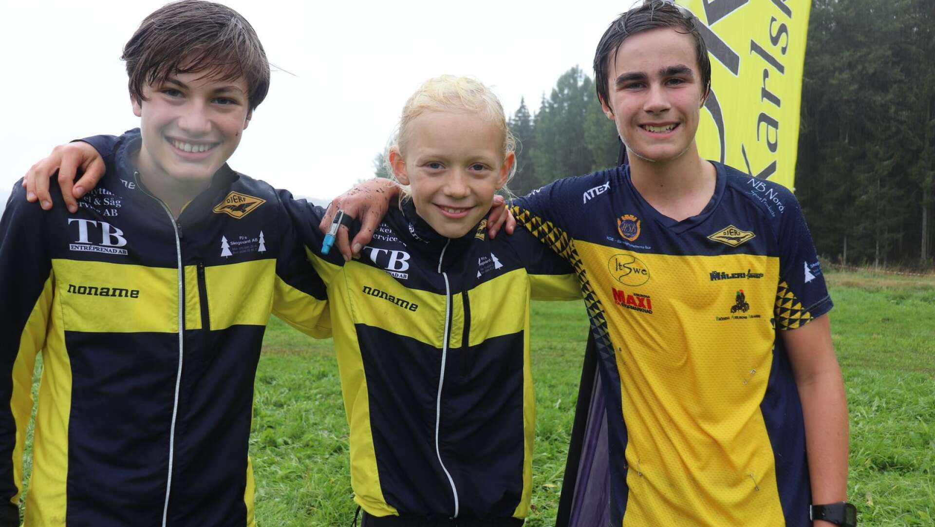 OK Djerf vann H14-klassen, fr v Melvin Thörshagen, Edvard Pelander och Arvid Johansson.