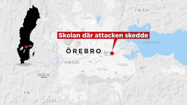 En elev har förts till sjukhus efter en attack på en skola i Örebro.