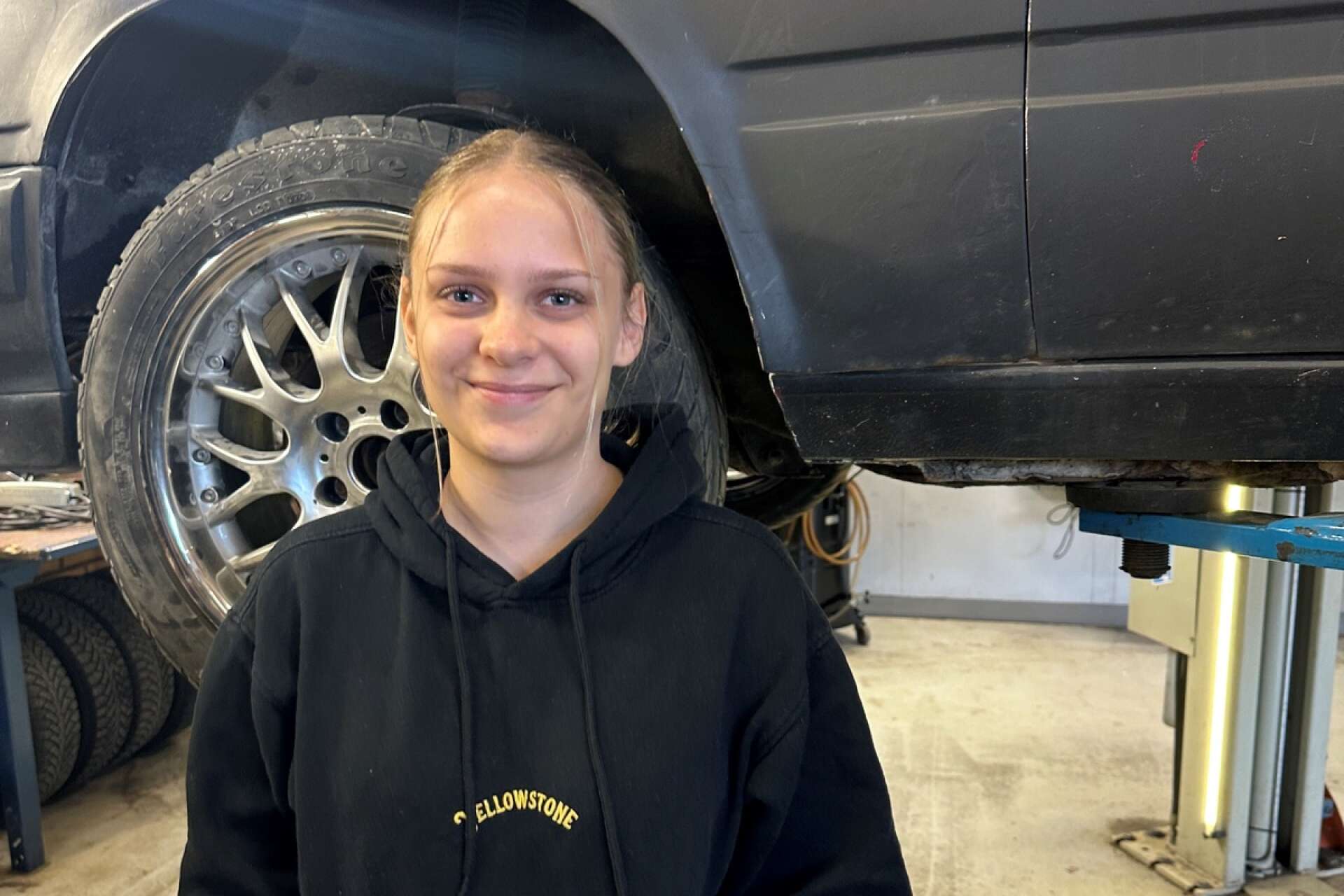 Caroline Cederblom, elev på fordonstekniska programmet på De la Gardiegymnasiet i Lidköping.