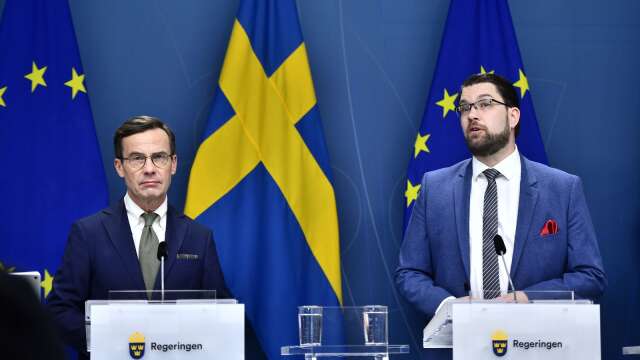 Statsminister Ulf Kristersson (M) och Sverigedemokraternas partiledare Jimmie Åkesson.