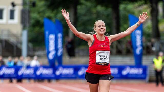 Sofie Nelson Rask, IF Göta, kom tvåa i damklassen på Göteborgsvarvet Marathon.