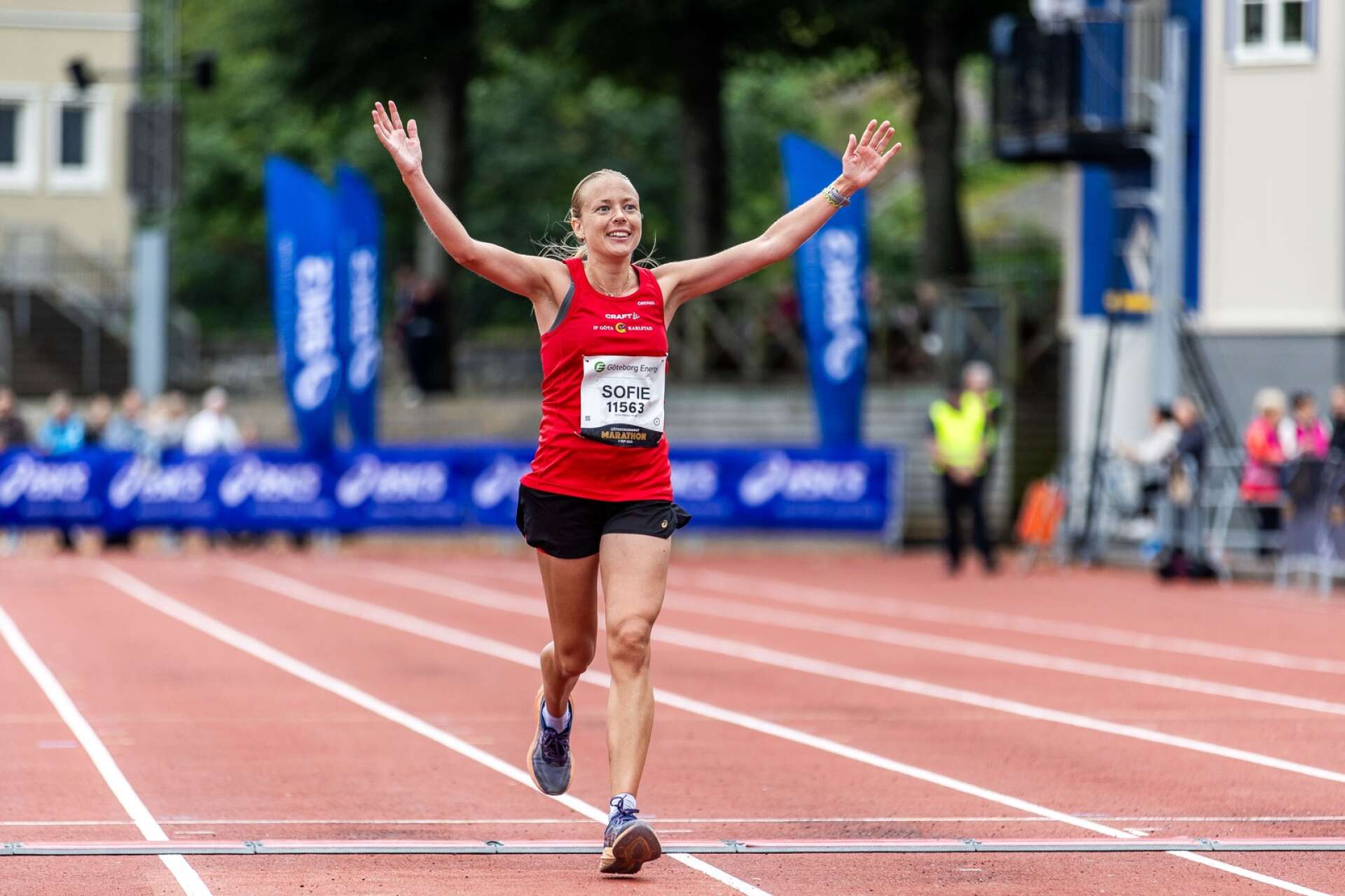 Sofie Nelson Rask, IF Göta, kom tvåa i damklassen på Göteborgsvarvet Marathon.