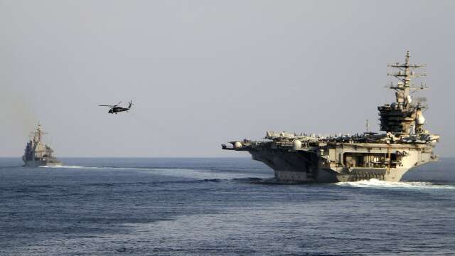 USA har samlat en internationell flottstyrka för att slå vakt om sjöfarten i Röda havet. Pressbild.
