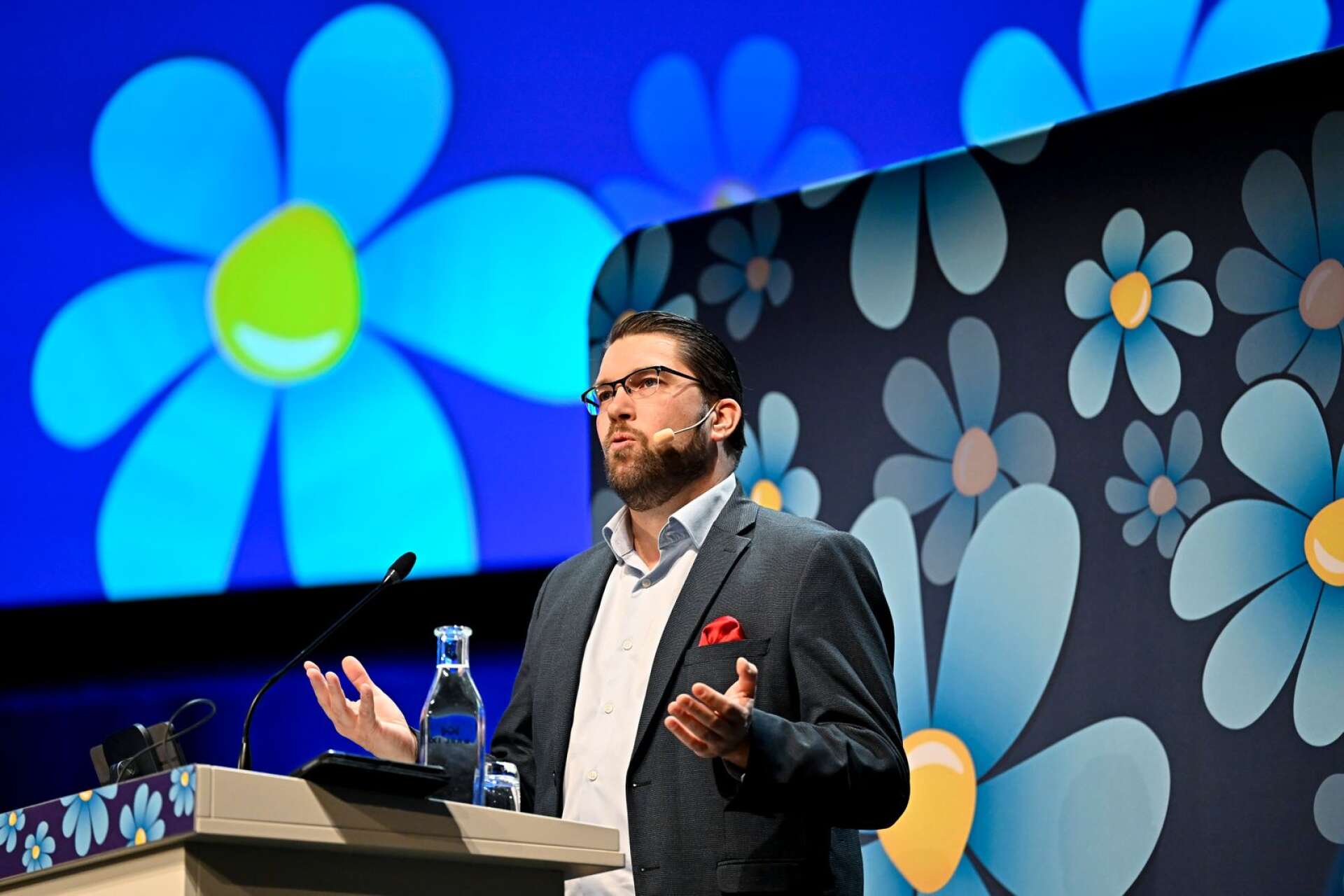 Sverigedemokraternas partiledare Jimmie Åkesson talade under partiets kommun- och regionkonferens i Karlstad. 