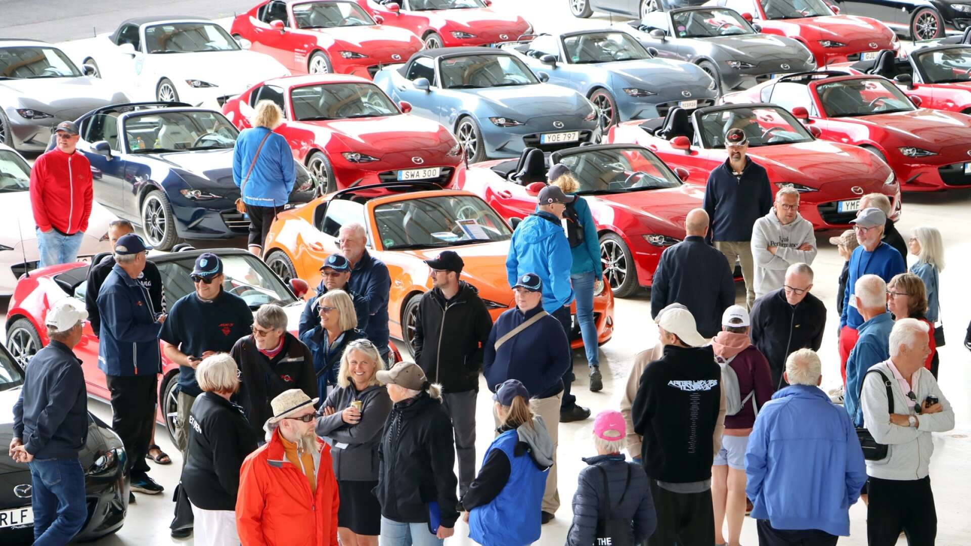 Ett hundratal medlemmar med ett 60-tal bilar samlades på Billingen när Svenska Miataklubben firade 30 år.