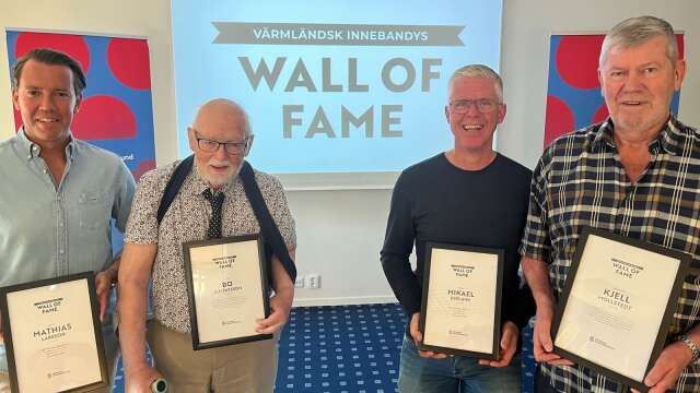 Mathias ”Bult” Larsson, Bo Gustafsson, Mikael ”Ekis” Ekelund och Kjell Mollstedt är fyra av de sex första som valdes in i värmländsk innebandys ”Wall of Fame”