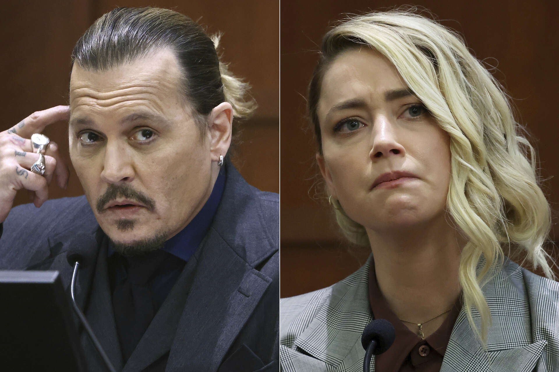 Johnny Depp och Amber Heard fläker ut sina liv i domstolen i USA i april. Arkivbild.