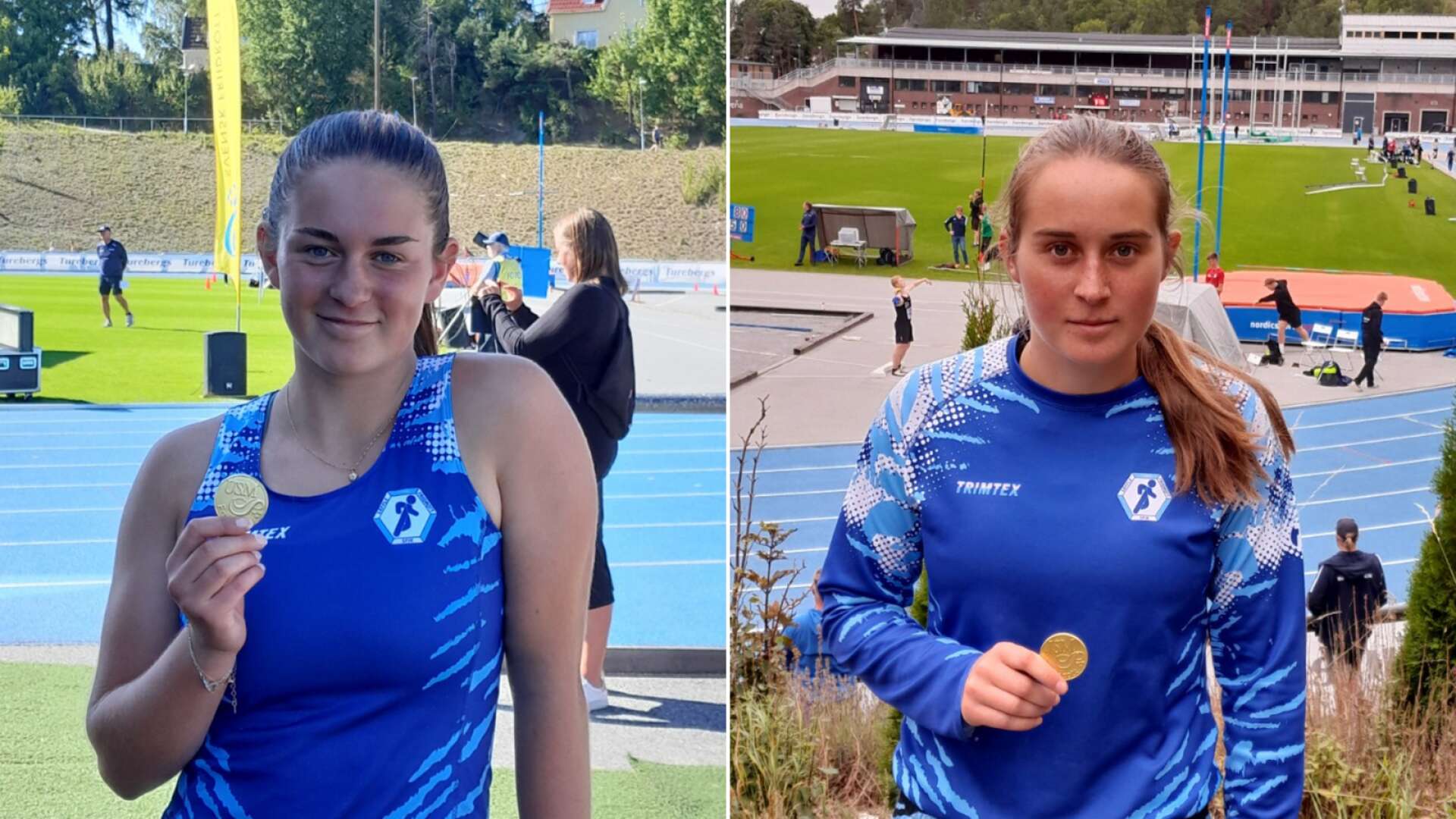 Emelie och Amanda Olsson fick båda med sig guldmedaljer hem från JSM i friidrott. 