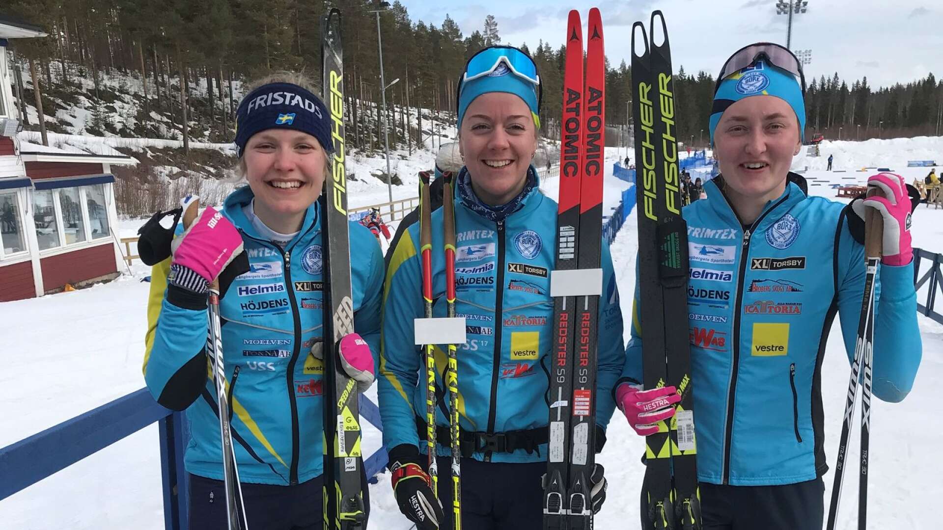 Moa Olsson, Chardine Sloof och Emma Nilsson tog SM-guld i skidskyttestafetten under söndagen.
