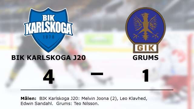 BIK Karlskoga J20 vann mot Grums IK Hockey
