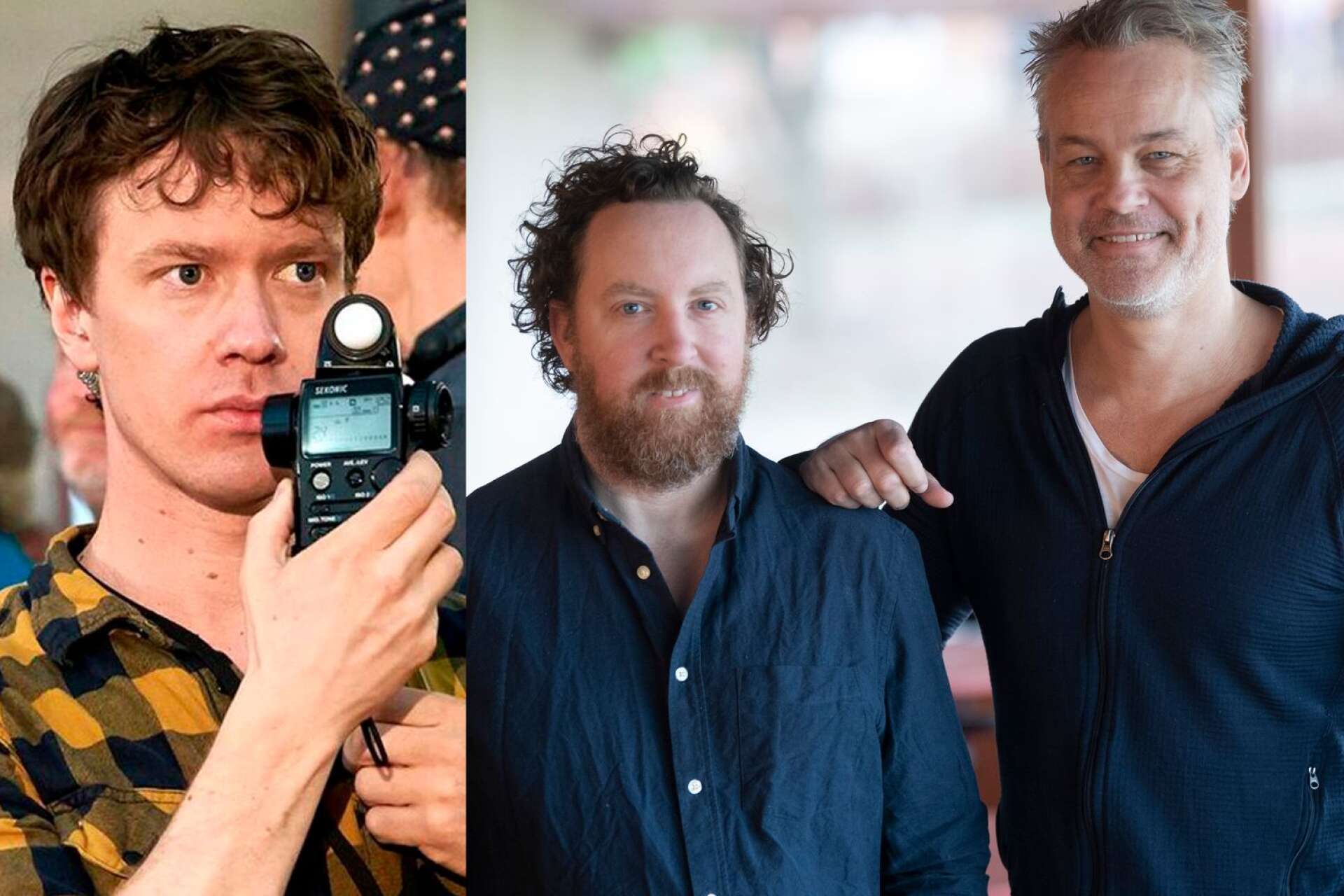 Tobias Henriksson, till vänster, har arbetat som belysningsmästare under inspelningen av &quot;Spring Uje spring&quot;. I filmen spelar Uje Brandelius sig själv och Henrik Schyffert debuterar som regissör.