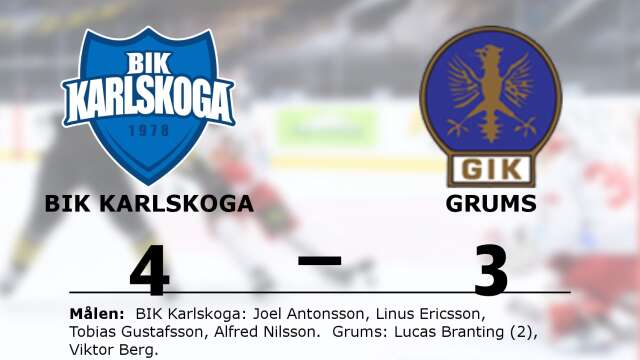 BIK Karlskoga Junior vann mot Grums IK Hockey