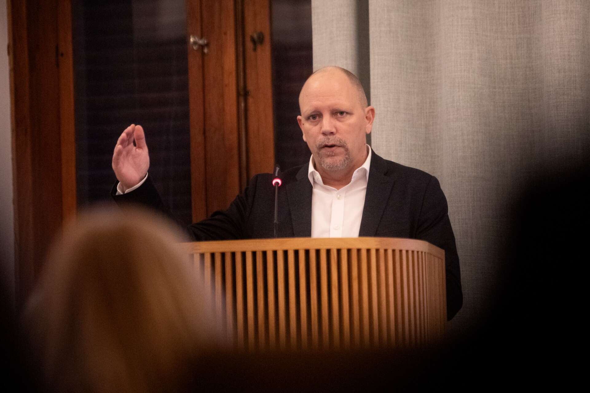 Patrik Nyström (SD) var en flitig besökare i talarstolen under fullmäktigemötet.