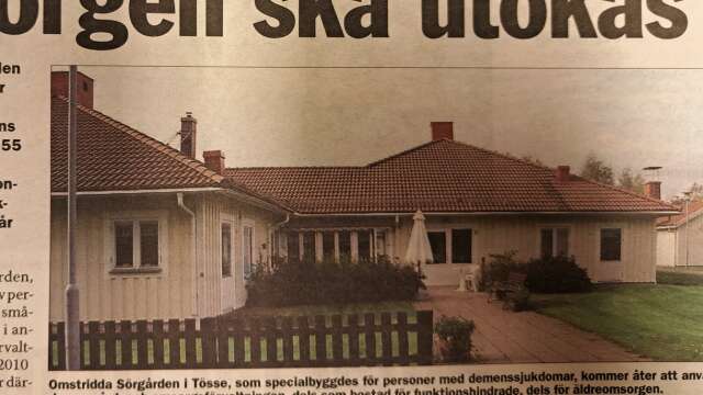 Sörgården i Tösse, som en gång specialbyggdes för personer med demenssjukdomar, skulle inför 2014 åter tas i bruk av vård- och omsorgsförvaltningen.
