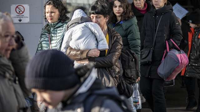Ukrainska flyktingar anländer till hamnen i Karlskrona. Bilden är från mars 2022.  