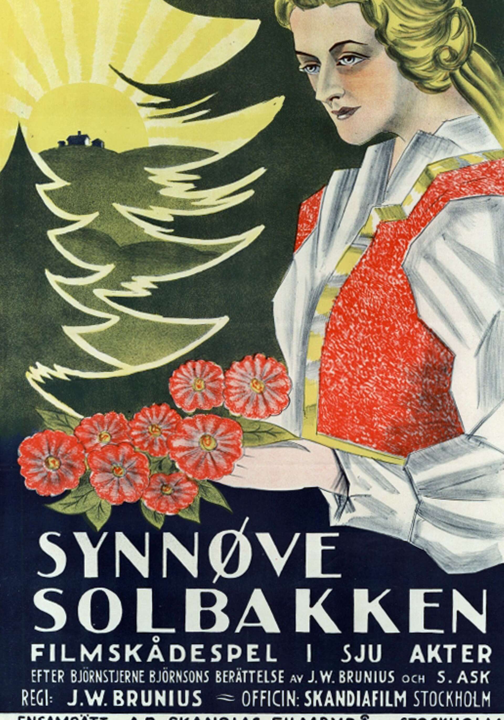 En affisch fanns förstås för dåtidens storfilm Synnöve Solbakken. Man kan väl gissa att den förekom i Säffle när Cosmorama skulle invigas.