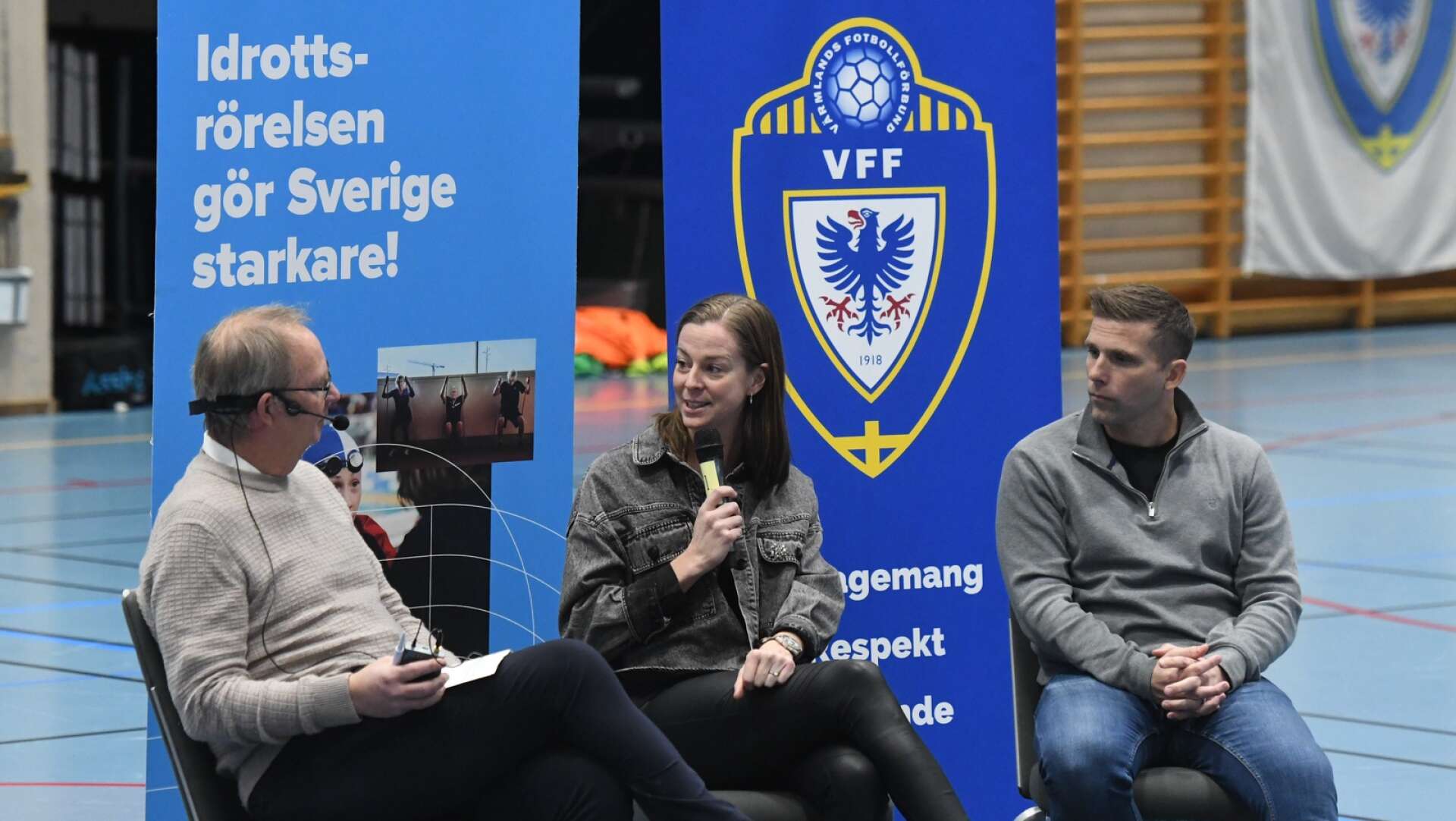 Lotta Schelin och Anders Svensson intervjuades av Stefan Olsson under evenemanget Träffpunkt fotboll i Arvika.