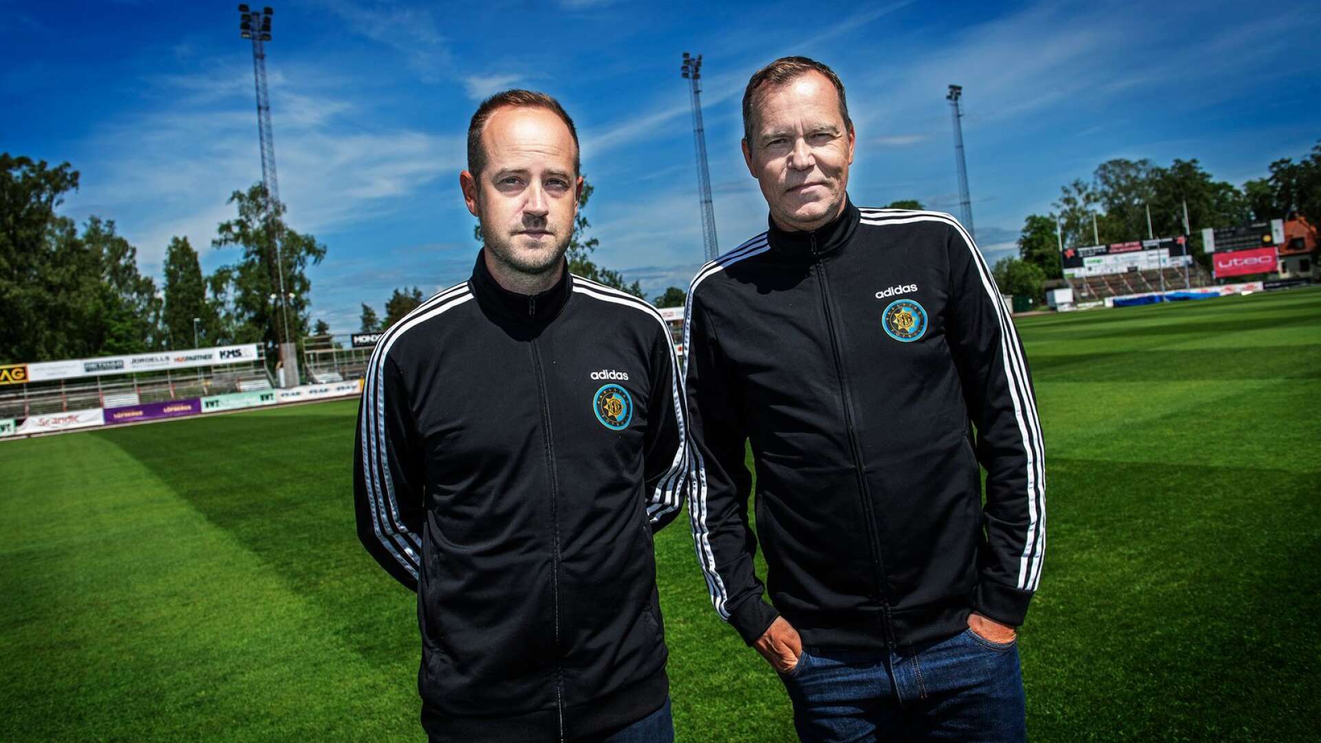 David Ekelund (till vänster) och Hans Prytz delar på tränaransvaret i nya Karlstad Fotboll.
