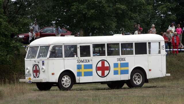 En bild på en av de Vita bussarna som användes för att rädda människor undan Förintelsen.