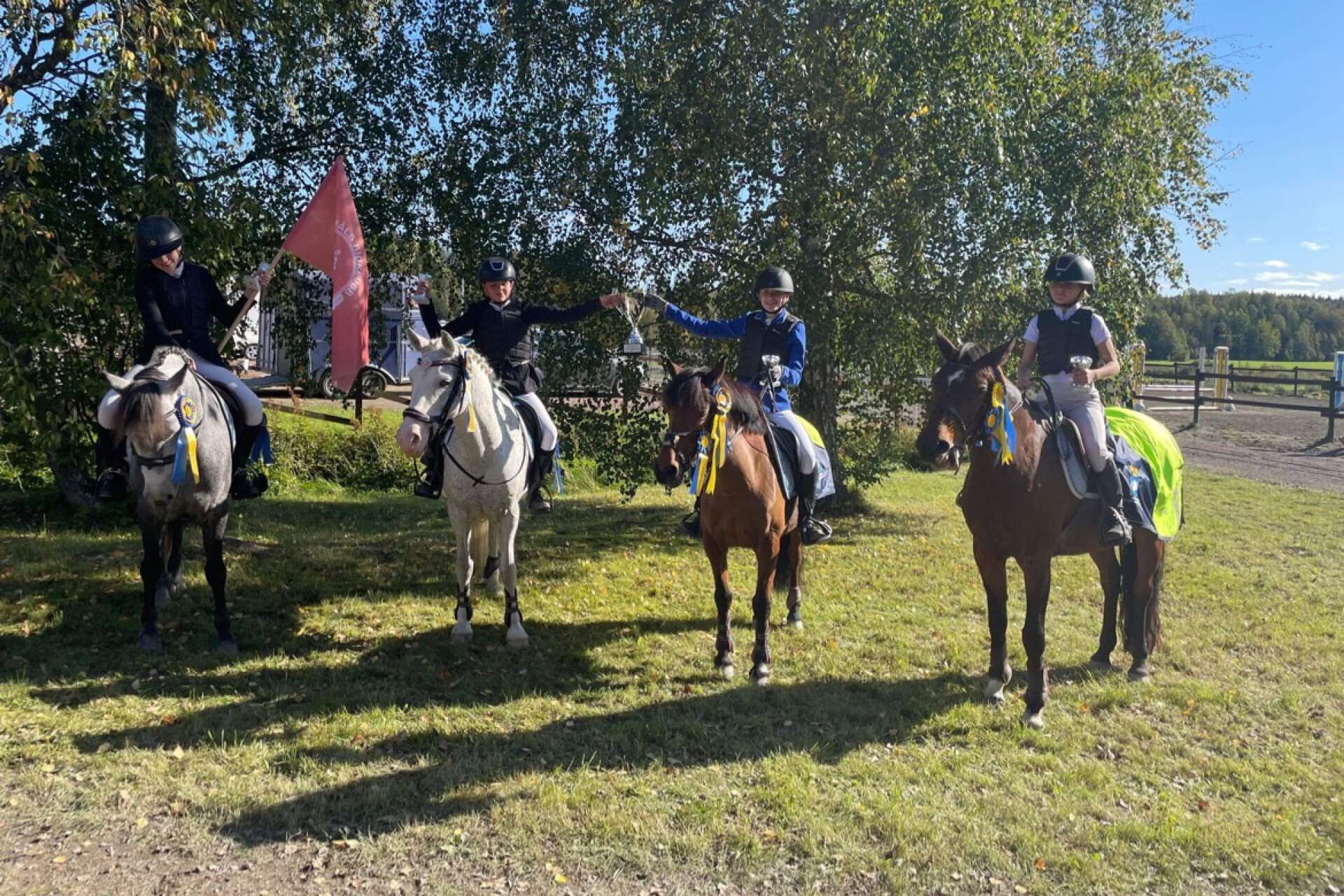 I helgen kammade Åmåls ridklubbs hopplag hem vinstpokalen i division 4-hoppningen i Värmland efter att samtliga red snabbt och felfritt med sina ponnyer.